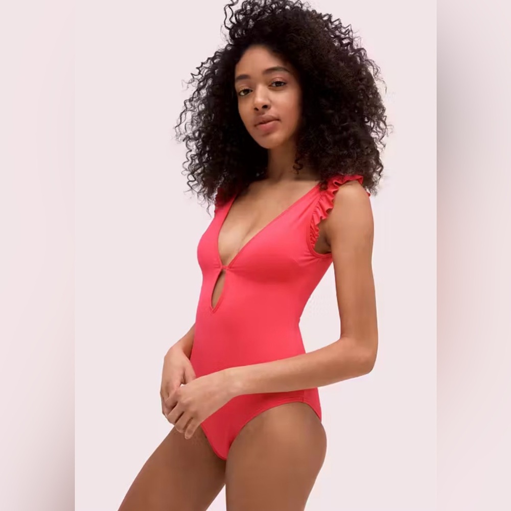 Kate Spade Vibrant Pink Ruffle One-Piece Swimsuit